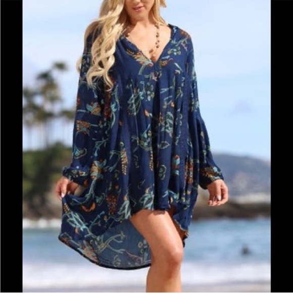 NEW Ananda’s Collection Blue Floral Dress Coverup size 1X - Picture 2 of 9